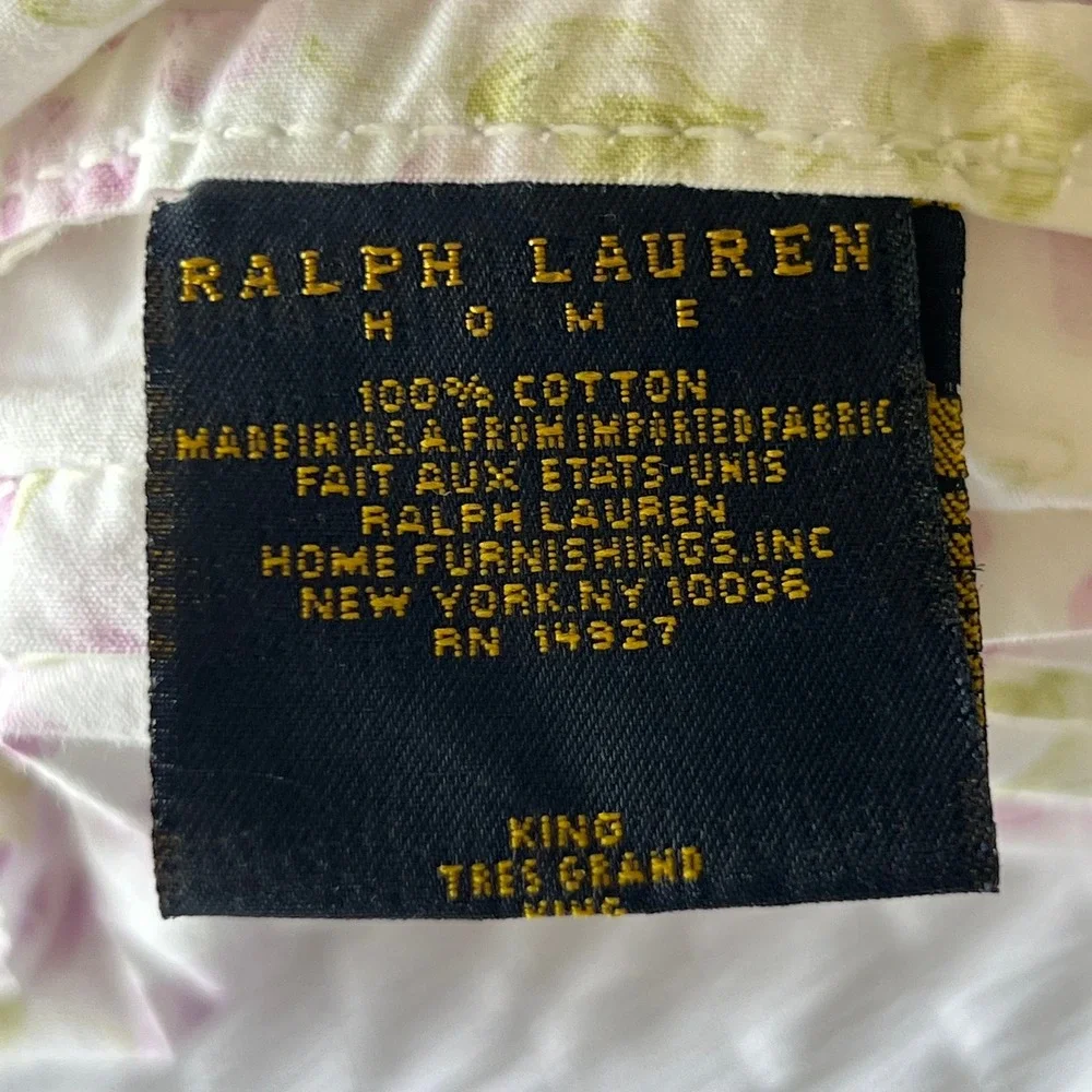 Vtg. Ralph Lauren King Sheet Set Lavender Purple Floral Calico 3-Piece USA Made